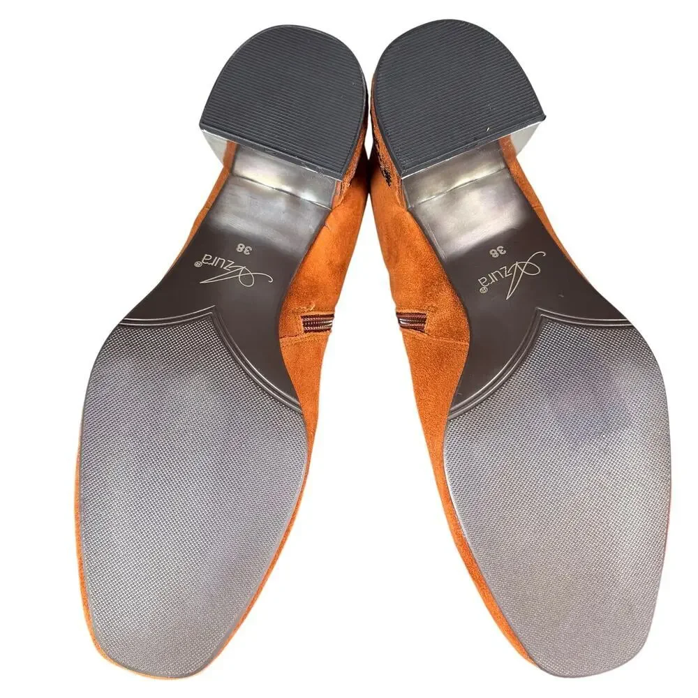 Azura Pizzazz Rust Suede Booties‎ With Heel Women’s Size 38 / 7.5 US